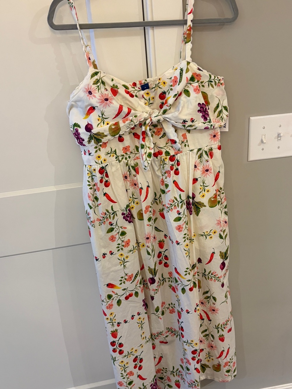 Old Navy White Sundress with Colorful Fruit & Floral Print